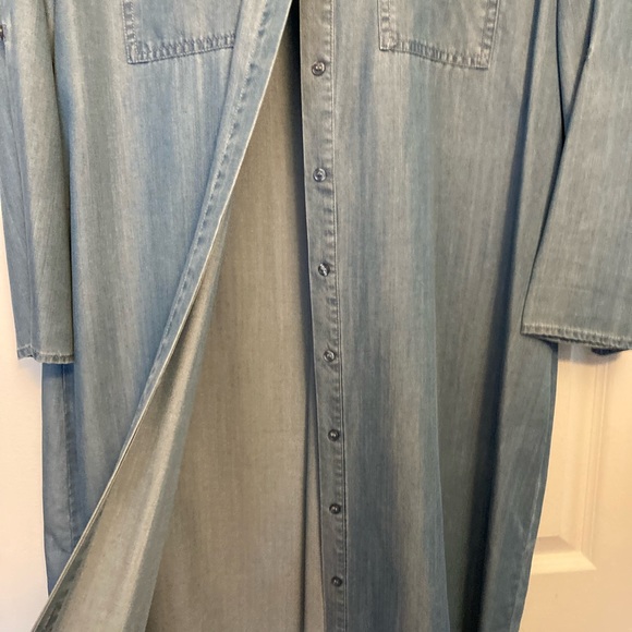 EUC Denim Shirt Dress with Tie - Picture 4 of 10